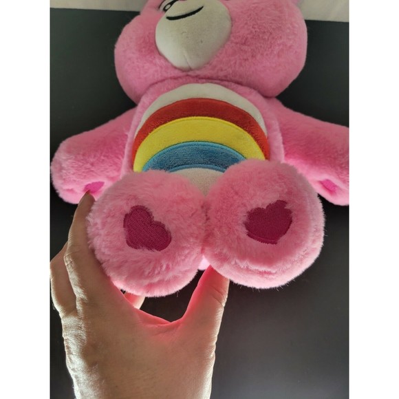 CARE BEARS Cheer Bear Pink Rainbow Large 17" Plush Toy Stuffed Animal Heart Paws - Picture 3 of 8
